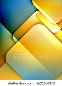 Rounded squares shapes composition geometric abstract background. 3D shadow effects and fluid gradients. Modern overlapping forms. Vector Illustration For Wallpaper, Banner, Background, Card, Book