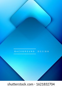 Rounded squares shapes composition geometric abstract background. 3D shadow effects and fluid gradients. Modern overlapping forms. Vector Illustration For Wallpaper, Banner, Background, Card, Book