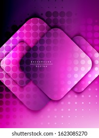 Rounded squares shapes composition geometric abstract background. 3D shadow effects and fluid gradients. Modern overlapping forms. Vector Illustration For Wallpaper, Banner, Background, Card, Book