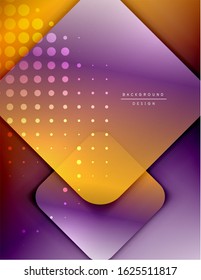 Rounded squares shapes composition geometric abstract background. 3D shadow effects and fluid gradients. Modern overlapping forms. Vector Illustration For Wallpaper, Banner, Background, Card, Book