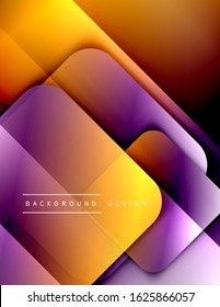 Rounded squares shapes composition geometric abstract background. 3D shadow effects and fluid gradients. Modern overlapping forms. Vector Illustration For Wallpaper, Banner, Background, Card, Book