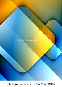 Rounded squares shapes composition geometric abstract background. 3D shadow effects and fluid gradients. Modern overlapping forms. Vector Illustration  