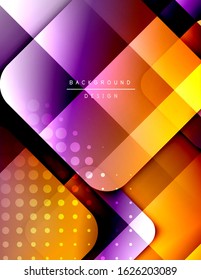 Rounded squares shapes composition geometric abstract background. 3D shadow effects and fluid gradients. Modern overlapping forms. Vector Illustration 