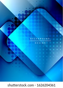 Los cuadrados redondeados forman el fondo abstracto geométrico de la composición. efectos de sombra 3D y gradientes de fluido. Formularios superpuestos modernos. Ilustración vectorial  