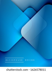 Los cuadrados redondeados forman el fondo abstracto geométrico de la composición. efectos de sombra 3D y gradientes de fluido. Formularios superpuestos modernos. Ilustración vectorial  