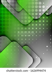 Rounded squares shapes composition geometric abstract background. 3D shadow effects and fluid gradients. Modern overlapping forms. Vector Illustration 