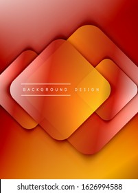 Rounded squares shapes composition geometric abstract background. 3D shadow effects and fluid gradients. Modern overlapping forms. Vector Illustration 
