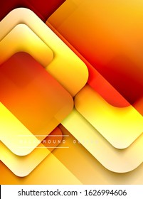 Los cuadrados redondeados forman el fondo abstracto geométrico de la composición. efectos de sombra 3D y gradientes de fluido. Formularios superpuestos modernos. Ilustración vectorial 