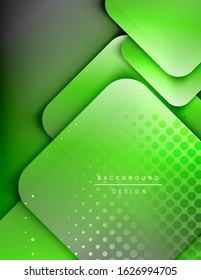 Gebundene Quadrate formen den geometrischen abstrakten Hintergrund. 3D-Schatteneffekte und Flüssigkeitstradienten. Moderne überlappende Formen. Vektorgrafik 