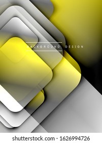 Rounded squares shapes composition geometric abstract background. 3D shadow effects and fluid gradients. Modern overlapping forms. Vector Illustration 