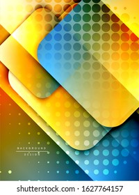 Rounded squares shapes composition geometric abstract background. 3D shadow effects and fluid gradients. Modern overlapping forms. Vector Illustration For Wallpaper, Banner, Background, Card, Book