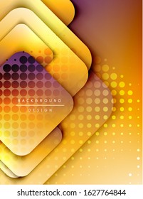 Rounded squares shapes composition geometric abstract background. 3D shadow effects and fluid gradients. Modern overlapping forms. Vector Illustration For Wallpaper, Banner, Background, Card, Book