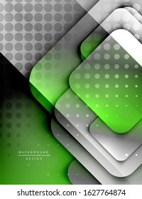 Rounded squares shapes composition geometric abstract background. 3D shadow effects and fluid gradients. Modern overlapping forms. Vector Illustration For Wallpaper, Banner, Background, Card, Book