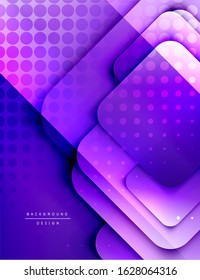 Rounded squares shapes composition geometric abstract background. 3D shadow effects and fluid gradients. Modern overlapping forms. Vector Illustration For Wallpaper, Banner, Background, Card, Book