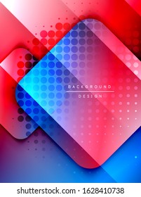 Rounded squares shapes composition geometric abstract background. 3D shadow effects and fluid gradients. Modern overlapping forms. Vector Illustration For Wallpaper, Banner, Background, Card, Book