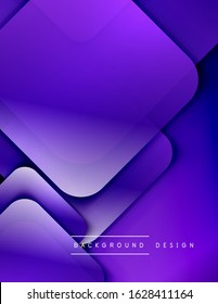 Los cuadrados redondeados forman el fondo abstracto geométrico de la composición. efectos de sombra 3D y gradientes de fluido. Formularios superpuestos modernos. Ilustración vectorial para papel de escritorio, pancarta, fondo, tarjeta, libro