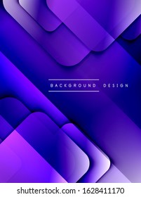 Rounded squares shapes composition geometric abstract background. 3D shadow effects and fluid gradients. Modern overlapping forms. Vector Illustration For Wallpaper, Banner, Background, Card, Book
