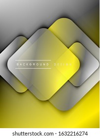 Los cuadrados redondeados forman el fondo abstracto geométrico de la composición. efectos de sombra 3D y gradientes de fluido. Formularios superpuestos modernos. Ilustración vectorial para papel de escritorio, pancarta, fondo, tarjeta, libro