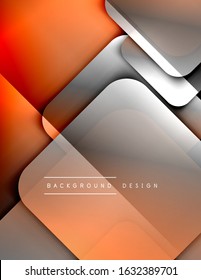 Rounded squares shapes composition geometric abstract background. 3D shadow effects and fluid gradients. Modern overlapping forms. Vector Illustration For Wallpaper, Banner, Background, Card, Book