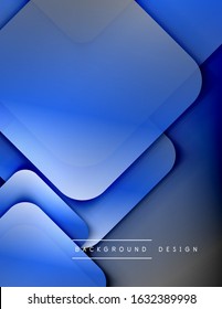 Rounded squares shapes composition geometric abstract background. 3D shadow effects and fluid gradients. Modern overlapping forms. Vector Illustration For Wallpaper, Banner, Background, Card, Book