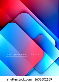 Rounded squares shapes composition geometric abstract background. 3D shadow effects and fluid gradients. Modern overlapping forms. Vector Illustration For Wallpaper, Banner, Background, Card, Book