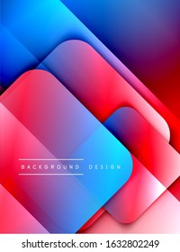 Rounded squares shapes composition geometric abstract background. 3D shadow effects and fluid gradients. Modern overlapping forms. Vector Illustration For Wallpaper, Banner, Background, Card, Book