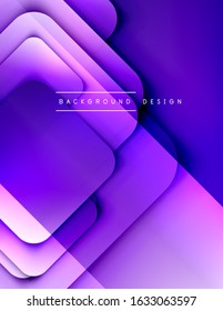 Rounded squares shapes composition geometric abstract background. 3D shadow effects and fluid gradients. Modern overlapping forms. Vector Illustration For Wallpaper, Banner, Background, Card, Book