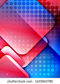 Rounded squares shapes composition geometric abstract background. 3D shadow effects and fluid gradients. Modern overlapping forms. Vector Illustration For Wallpaper, Banner, Background, Card, Book