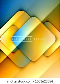 Rounded squares shapes composition geometric abstract background. 3D shadow effects and fluid gradients. Modern overlapping forms. Vector Illustration For Wallpaper, Banner, Background, Card, Book