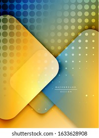 Rounded squares shapes composition geometric abstract background. 3D shadow effects and fluid gradients. Modern overlapping forms. Vector Illustration For Wallpaper, Banner, Background, Card, Book