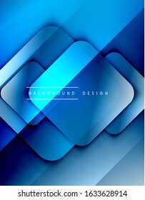 Rounded squares shapes composition geometric abstract background. 3D shadow effects and fluid gradients. Modern overlapping forms. Vector Illustration For Wallpaper, Banner, Background, Card, Book
