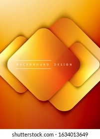 Rounded squares shapes composition geometric abstract background. 3D shadow effects and fluid gradients. Modern overlapping forms. Vector Illustration For Wallpaper, Banner, Background, Card, Book