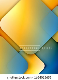 Rounded squares shapes composition geometric abstract background. 3D shadow effects and fluid gradients. Modern overlapping forms. Vector Illustration For Wallpaper, Banner, Background, Card, Book