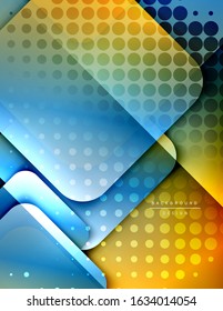 Rounded squares shapes composition geometric abstract background. 3D shadow effects and fluid gradients. Modern overlapping forms. Vector Illustration For Wallpaper, Banner, Background, Card, Book