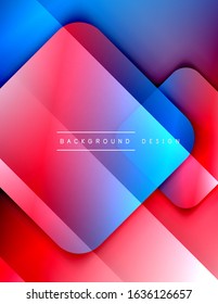 Rounded squares shapes composition geometric abstract background. 3D shadow effects and fluid gradients. Modern overlapping forms. Vector Illustration For Wallpaper, Banner, Background, Card, Book
