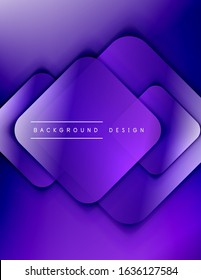Los cuadrados redondeados forman el fondo abstracto geométrico de la composición. efectos de sombra 3D y gradientes de fluido. Formularios superpuestos modernos. Ilustración vectorial para papel de escritorio, pancarta, fondo, tarjeta, libro