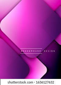 Rounded squares shapes composition geometric abstract background. 3D shadow effects and fluid gradients. Modern overlapping forms. Vector Illustration For Wallpaper, Banner, Background, Card, Book