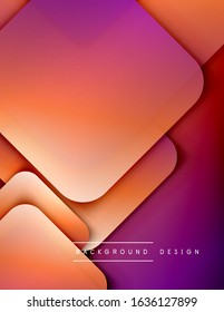 Rounded squares shapes composition geometric abstract background. 3D shadow effects and fluid gradients. Modern overlapping forms. Vector Illustration For Wallpaper, Banner, Background, Card, Book