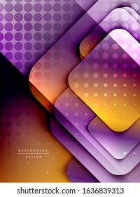 Rounded squares shapes composition geometric abstract background. 3D shadow effects and fluid gradients. Modern overlapping forms. Vector Illustration For Wallpaper, Banner, Background, Card, Book