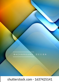 Rounded squares shapes composition geometric abstract background. 3D shadow effects and fluid gradients. Modern overlapping forms. Vector Illustration For Wallpaper, Banner, Background, Card, Book
