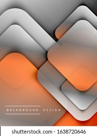 Rounded squares shapes composition geometric abstract background. 3D shadow effects and fluid gradients. Modern overlapping forms. Vector Illustration For Wallpaper, Banner, Background, Card, Book