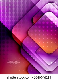 Rounded squares shapes composition geometric abstract background. 3D shadow effects and fluid gradients. Modern overlapping forms. Vector Illustration For Wallpaper, Banner, Background, Card, Book
