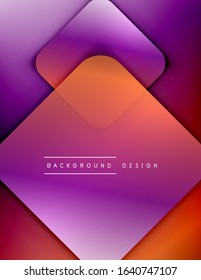 Rounded squares shapes composition geometric abstract background. 3D shadow effects and fluid gradients. Modern overlapping forms. Vector Illustration For Wallpaper, Banner, Background, Card, Book