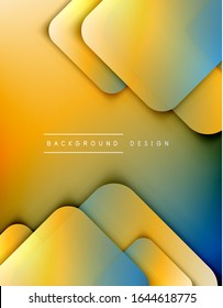 Rounded squares shapes composition geometric abstract background. 3D shadow effects and fluid gradients. Modern overlapping forms. Vector Illustration For Wallpaper, Banner, Background, Card, Book