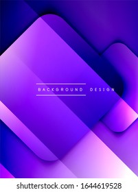 Rounded squares shapes composition geometric abstract background. 3D shadow effects and fluid gradients. Modern overlapping forms. Vector Illustration For Wallpaper, Banner, Background, Card, Book