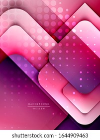 Rounded squares shapes composition geometric abstract background. 3D shadow effects and fluid gradients. Modern overlapping forms. Vector Illustration For Wallpaper, Banner, Background, Card, Book