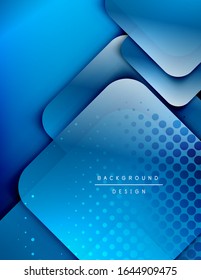 Rounded squares shapes composition geometric abstract background. 3D shadow effects and fluid gradients. Modern overlapping forms. Vector Illustration For Wallpaper, Banner, Background, Card, Book