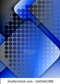 Rounded squares shapes composition geometric abstract background. 3D shadow effects and fluid gradients. Modern overlapping forms. Vector Illustration For Wallpaper, Banner, Background, Card, Book