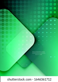 Gebundene Quadrate formen den geometrischen abstrakten Hintergrund. 3D-Schatteneffekte und Flüssigkeitstradienten. Moderne überlappende Formen. Vektorillustration-Illustration für Bildschirmhintergrund, Banner, Hintergrund, Karte, Buch