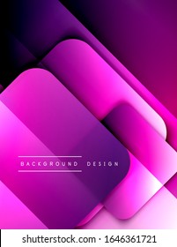 Rounded squares shapes composition geometric abstract background. 3D shadow effects and fluid gradients. Modern overlapping forms. Vector Illustration For Wallpaper, Banner, Background, Card, Book